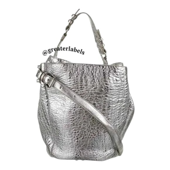 New Alexander Wang Diego Metallic Leather Bucket Bag w/COA and dust bag - Picture 2 of 12